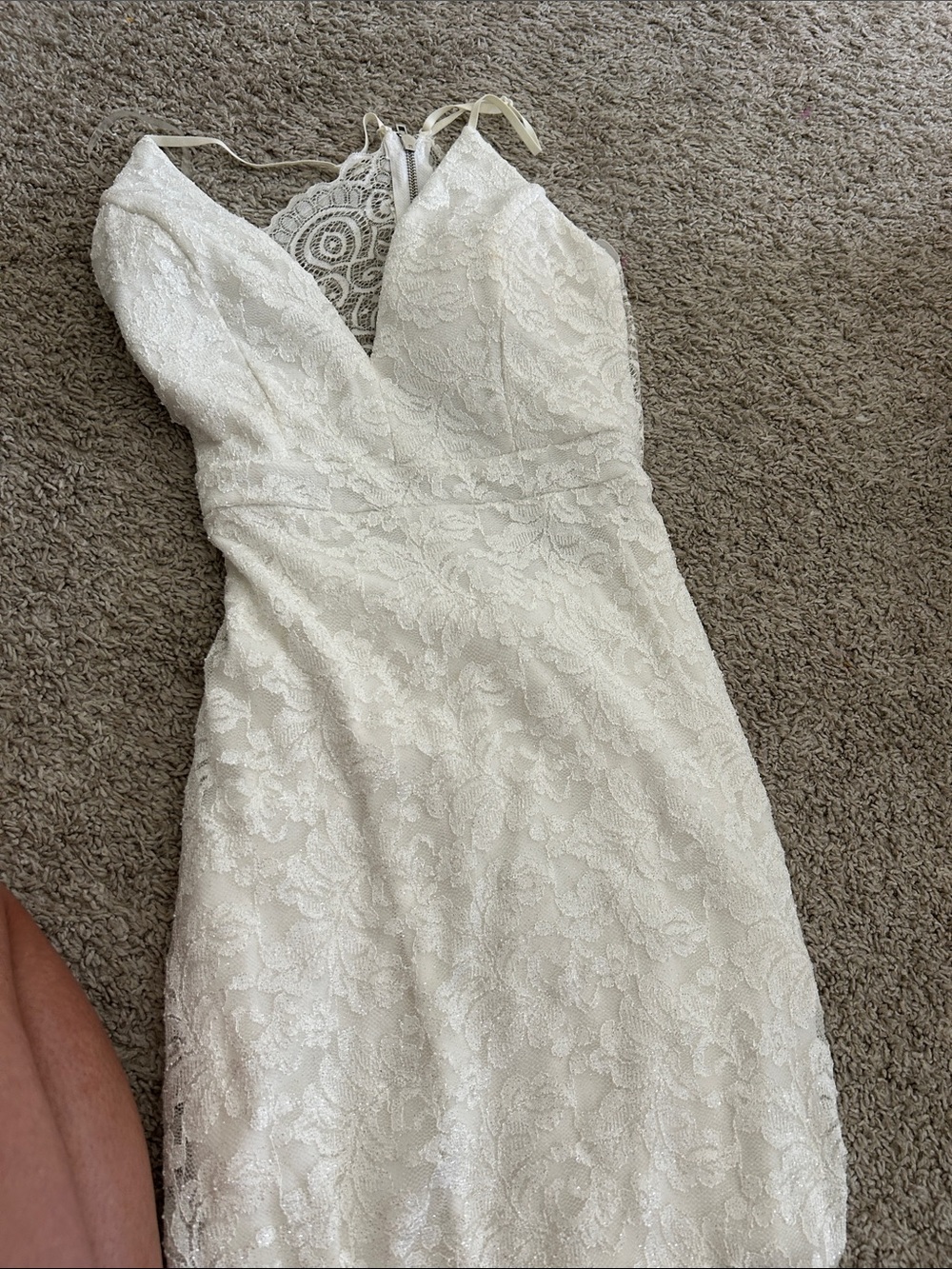 Women's Ivory Lace V-Neck Dress